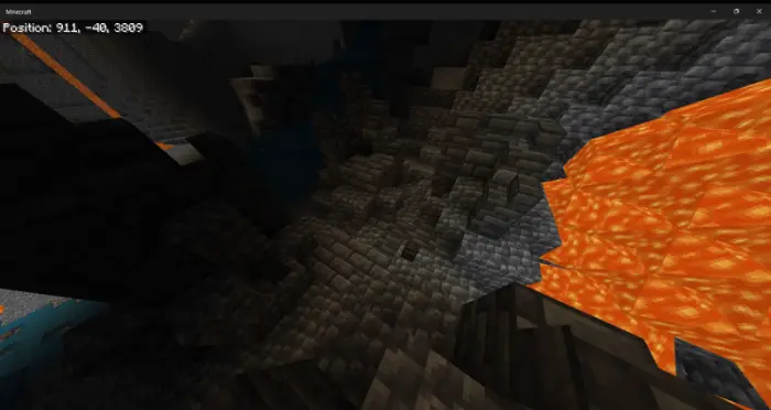 Underground cave with lava flow and stone.