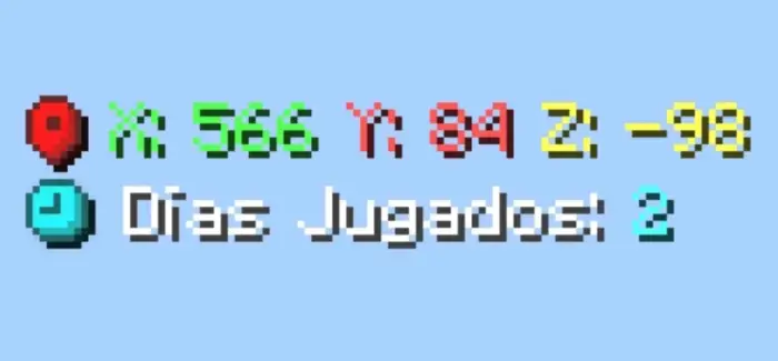 Colorful coordinates and days display HUD