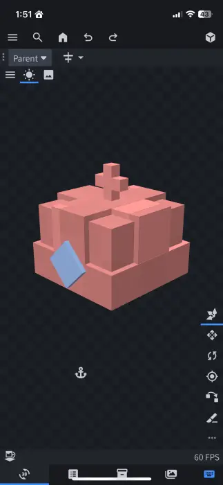 Pink blocky cake cosmetic with blue gem