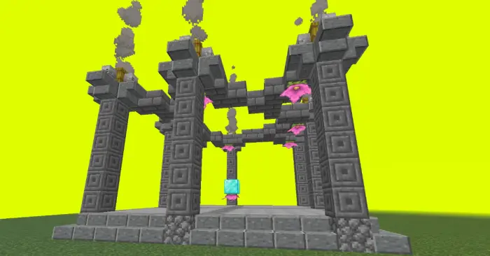 Stone portal structure with glowing pink accents