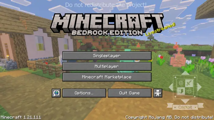 Main menu UI with village background