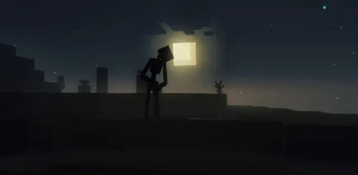 Shadowy Old Mimicer mob under moonlight