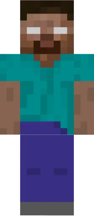 Pixelated character with glowing white eyes