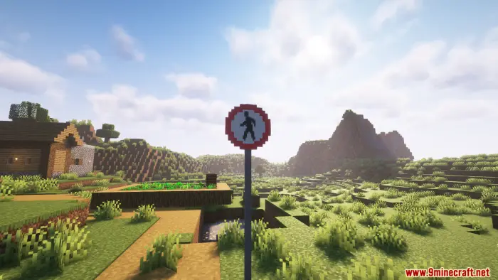 Pedestrian road sign on a rural path