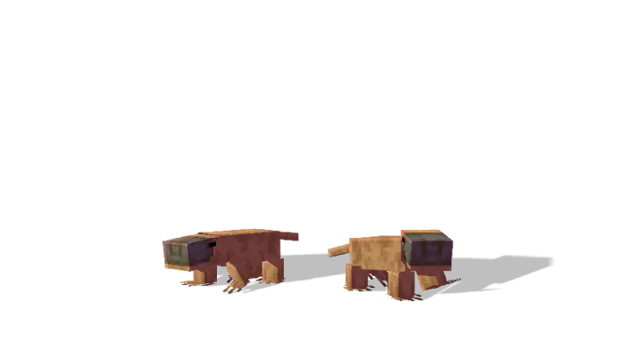Two blocky, tech-inspired animal mobs