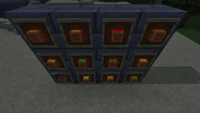 Decorative crates displayed in item frames