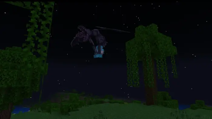 Flying monster lurking in the night sky