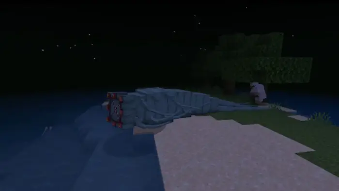 Giant creature lurking on a dark shoreline