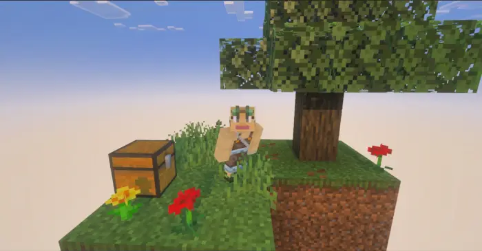 Player on a small floating island with tree