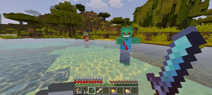Player faces new zombie types in water