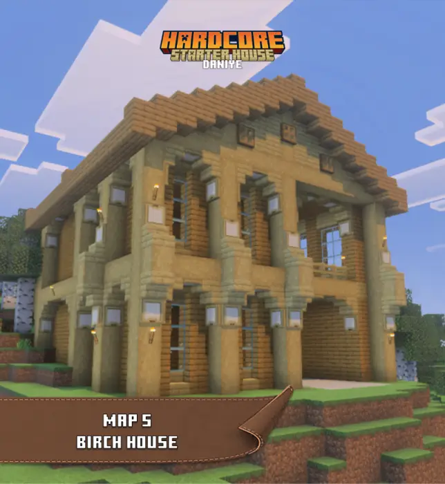 Two-story birch wood starter house design