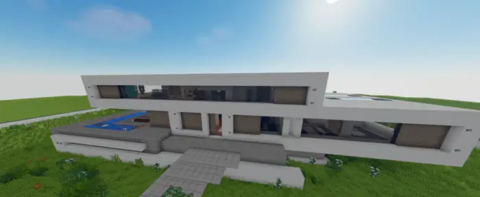 Modern house with seamless glass windows