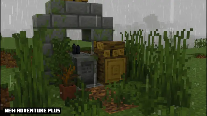 ALT Stone arch and beehive in grassy rain