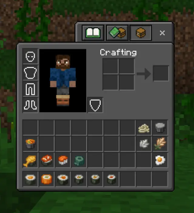 Inventory with new sushi-themed food items