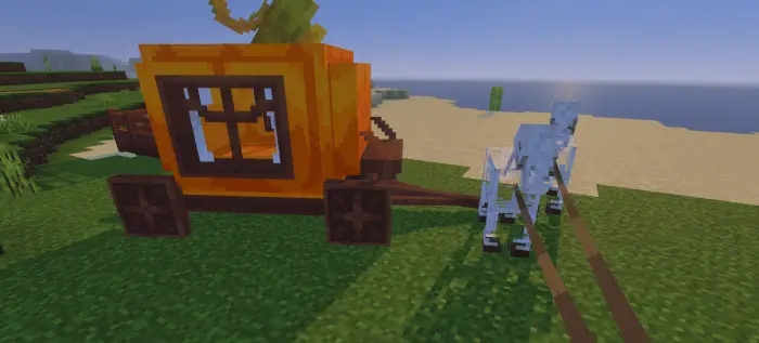 Pumpkin wagon pulled by skeleton horses