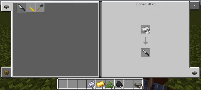 Crafting menu showing tool recipes.