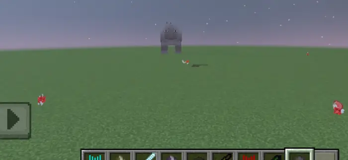 Blocky dinosaur boss on grassy plain