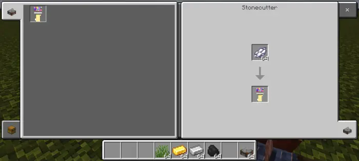 Stonecutter crafting furniture recipe shown