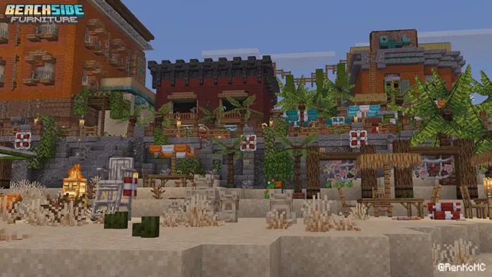 Beachside cottages with tropical furniture