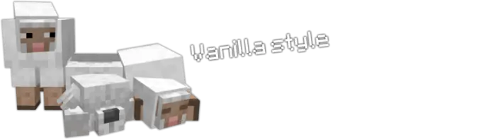 Blocky white sheep labeled Vanilla style