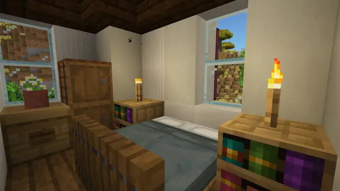 Cozy Victorian bedroom with bookshelves and bed