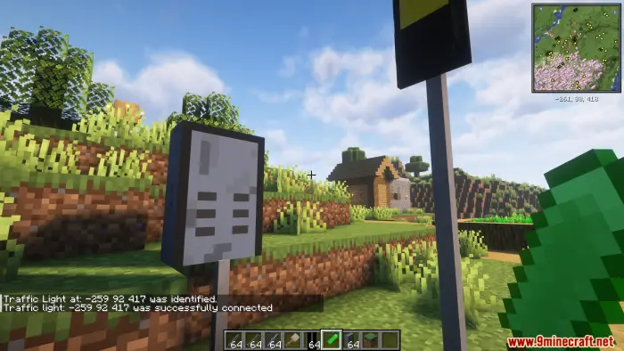 Two custom road signs on a grassy path