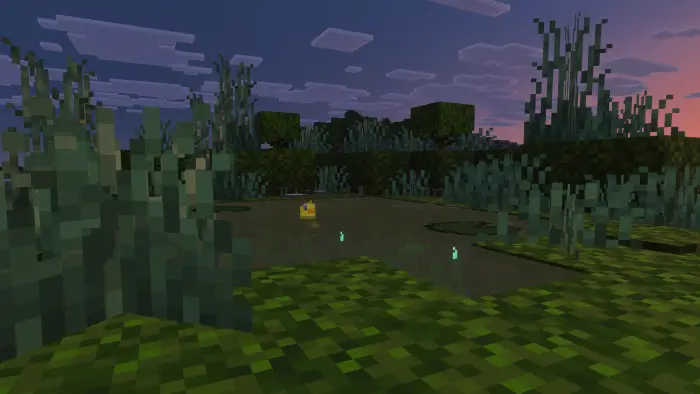 Rubber duck floating in a pixelated pond