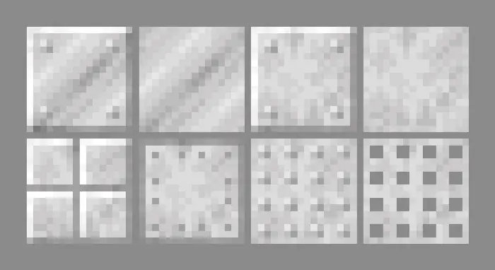 Futuristic metal block textures in grid pattern