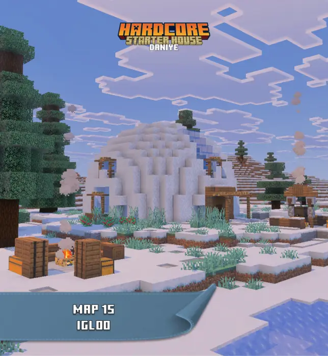 ALT Snowy igloo base with campfire and chests