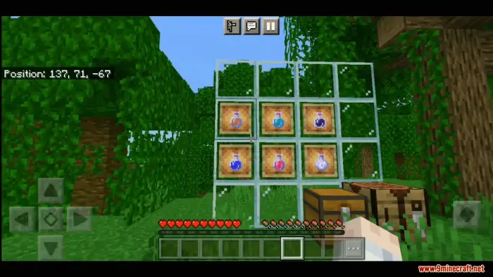 Grid of colorful ore bottles in a jungle