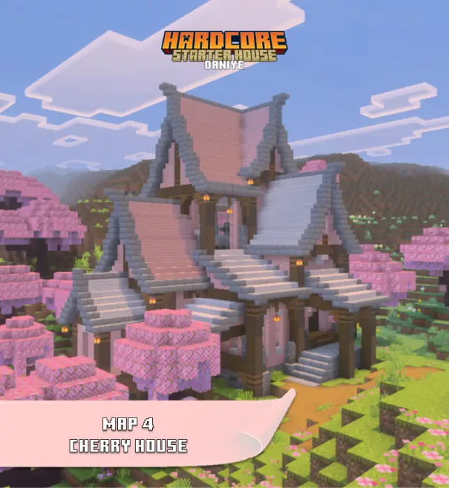Cherry wood house with pink trees nearby