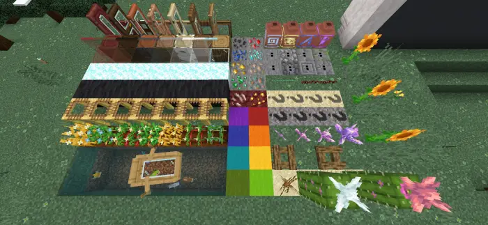 Assorted enhanced block textures displayed.