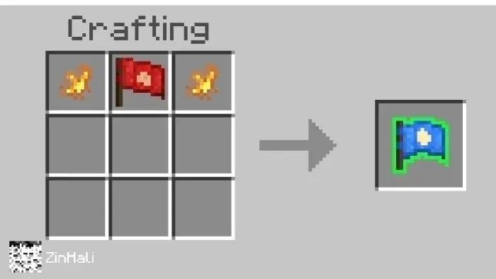 Crafting recipe for a blue PvZ flag item