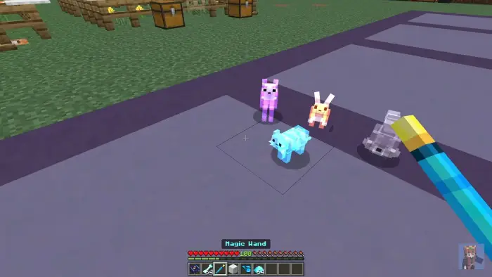 Four colorful ghost pets and a magic wand