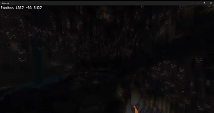 Dark cavern with glowing crystals and lava