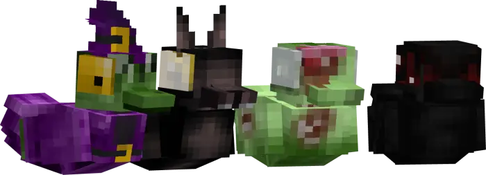 Colorful rubber ducks in unique costumes