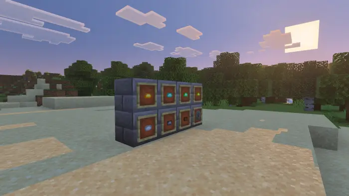 Decorative blocks and items on display