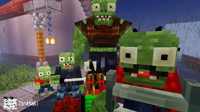Blocky zombies inspired by PvZ characters.