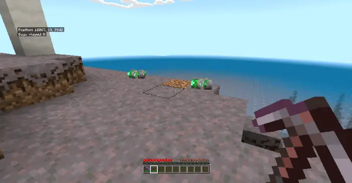3D emerald ores on a rocky cliffside
