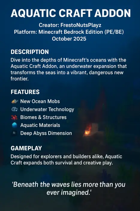 ALT text Aquatic Craft Addon features and details
