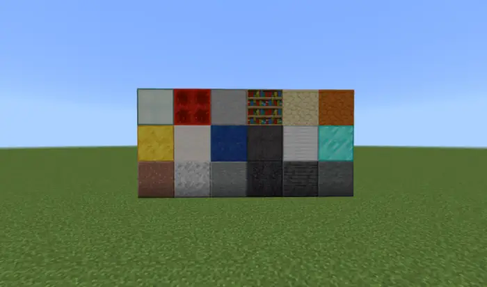 A grid of various connected building blocks