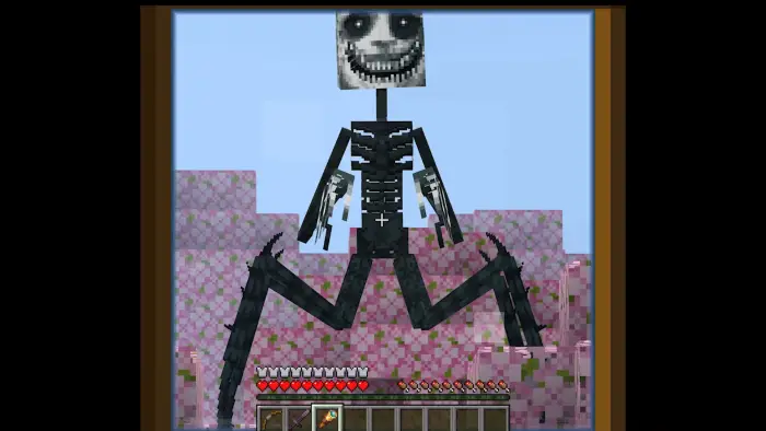 Sinister skeletal monster with a creepy smile