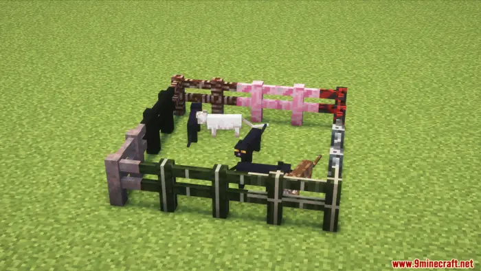 Various decorative fences and gates in use