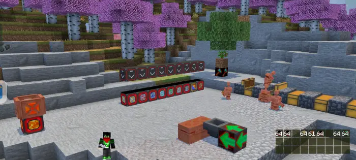 Automated machines and resource chests outdoors
