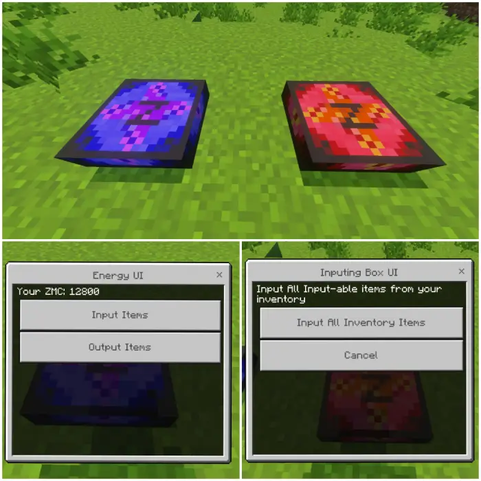 Two energy pads and mod interface screens.