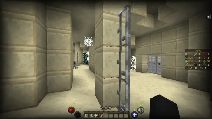 Underground stone dungeon with skill HUD