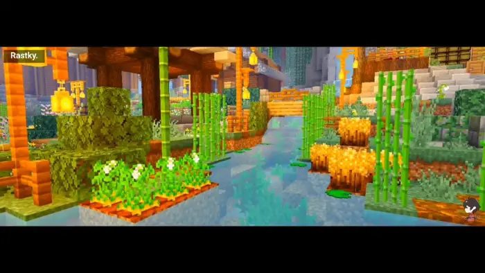 Lush garden with vibrant water reflections