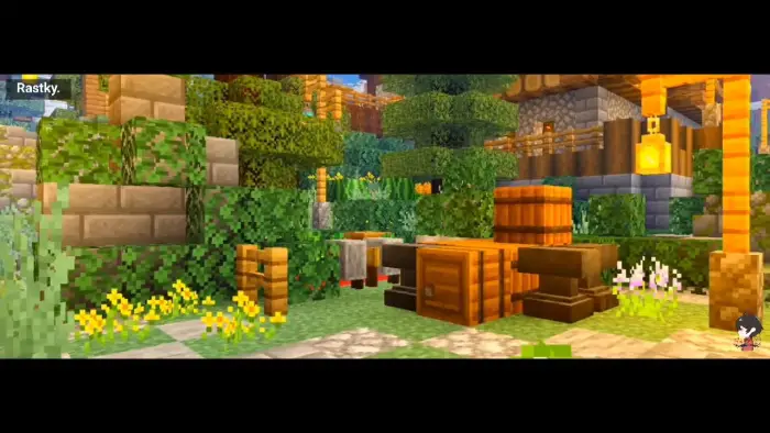 Lush garden scene with enhanced textures