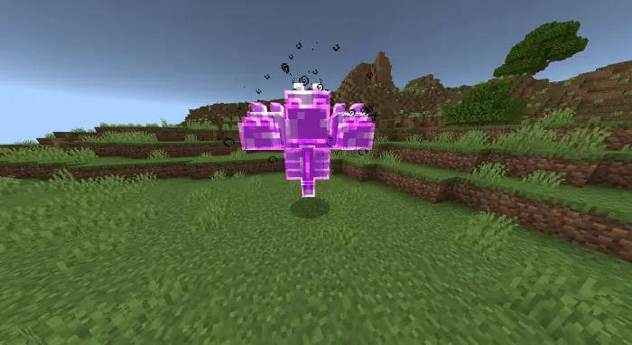 Glowing purple hybrid creature on grass