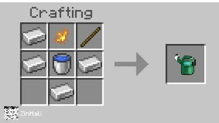 Crafting recipe for a green watering can